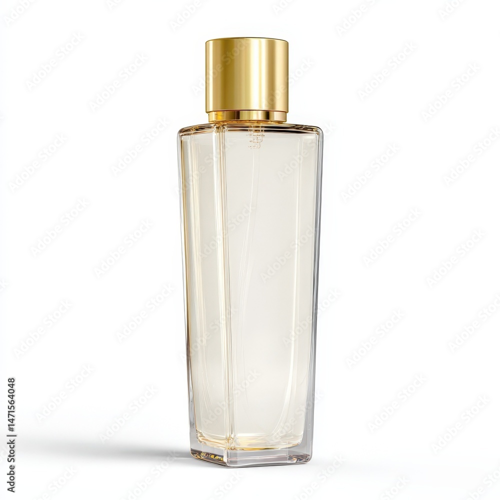 Elegant Perfume Bottle with Gold Cap Luxury Fragrance Product Mockup for Advertising Elegant Perfume Bottle with Gold Cap Luxury Fragrance Product Mockup for Advertising