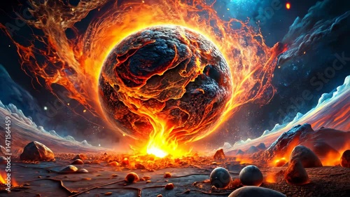 Infernal Sphere Engulfed in Flames A Cosmic Inferno of Heat and Destruction