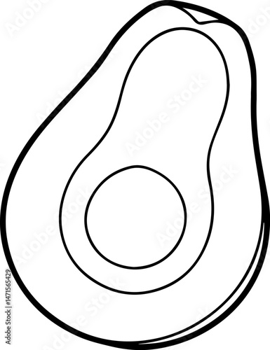 Simple avocado outline illustration for coloring