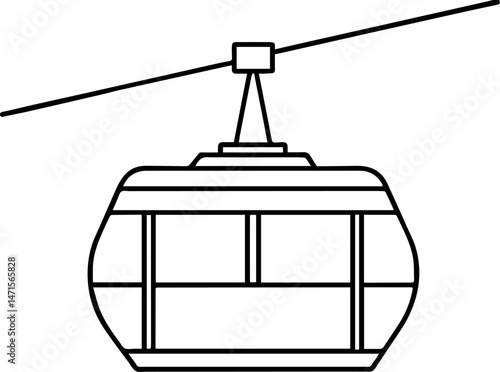 cable car outline vector illustration line art