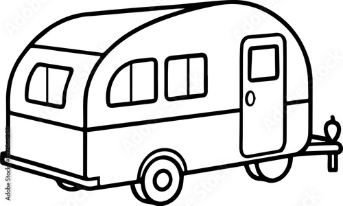 caravan trailer outline vector illustration line art