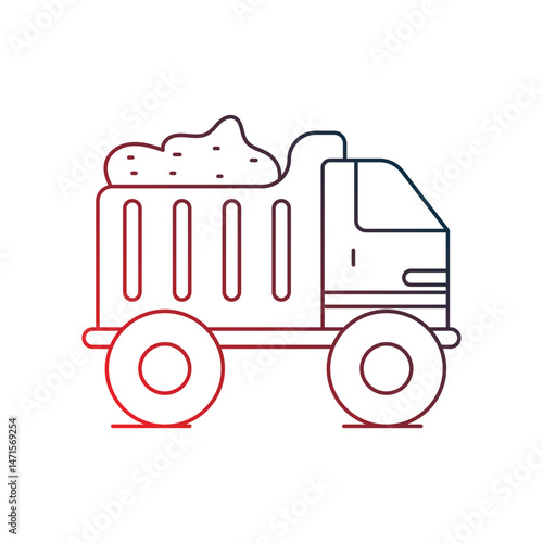 dumper truck gradient outline icon with white background vector stock illustration