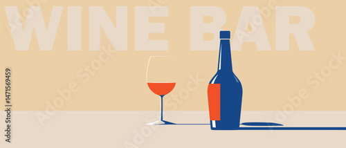 Wine tasting poster, drink party, sommelier, booze. Restaurant vector design, white wine bottle, glass, chardonnay, cabernet, sauvignon