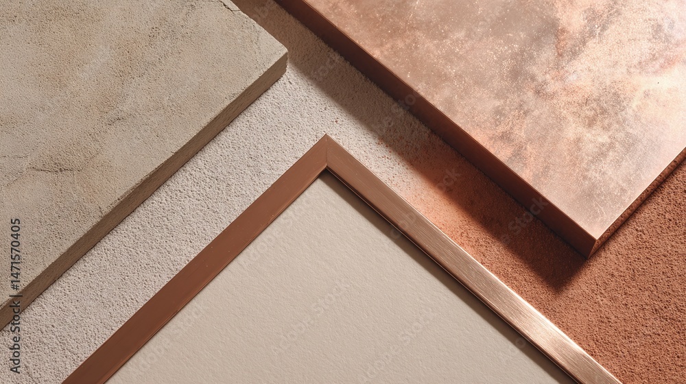 Fototapeta premium Close up of metal sheets and frames in various textures and colors.