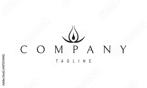 Vector logo with an abstract image of a bowl of fire in the form of a vessel with a drop.