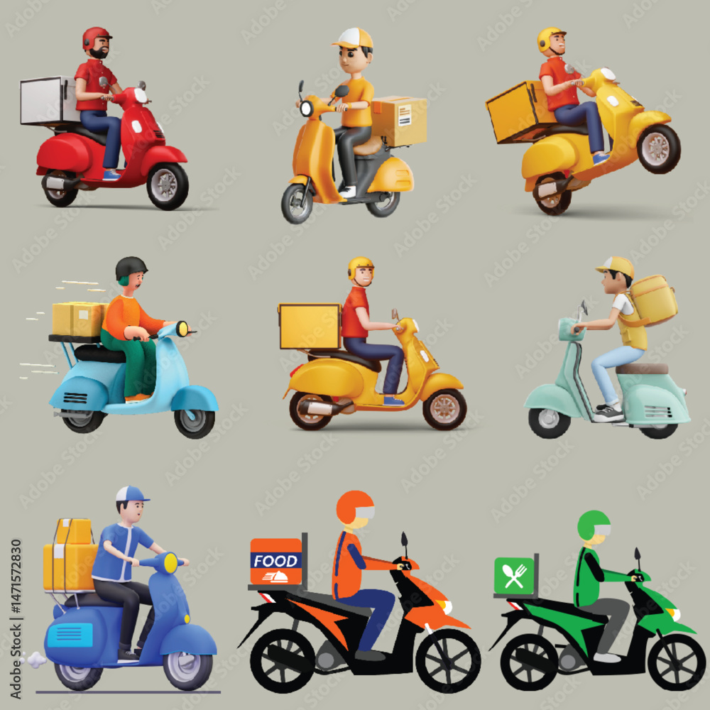 3D Food delivery boy icon vector 3D Food delivery boy icon vector