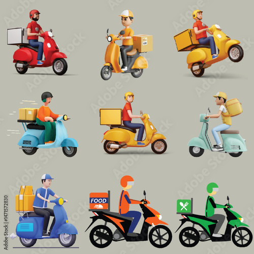 3D Food delivery boy icon vector
