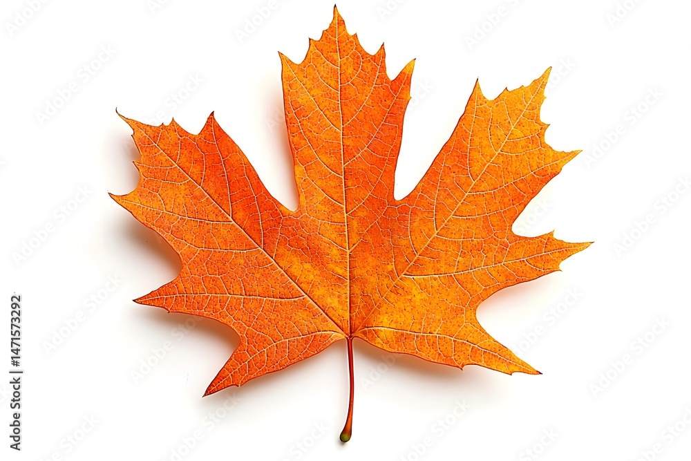 Obraz premium Orange and Red Maple Leaf on White Background