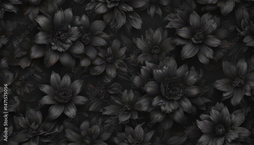 custom made wallpaper toronto digitalAbstract charcoal floral wallpaper, dark tone seamless design , dark, organic