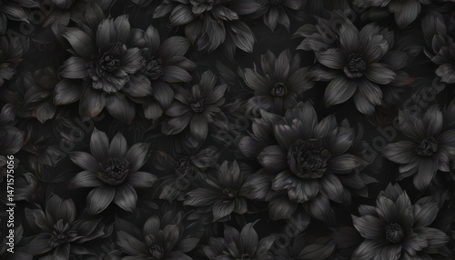 Wallpaper Mural Abstract charcoal floral wallpaper, dark tone seamless design , dark, organic Torontodigital.ca