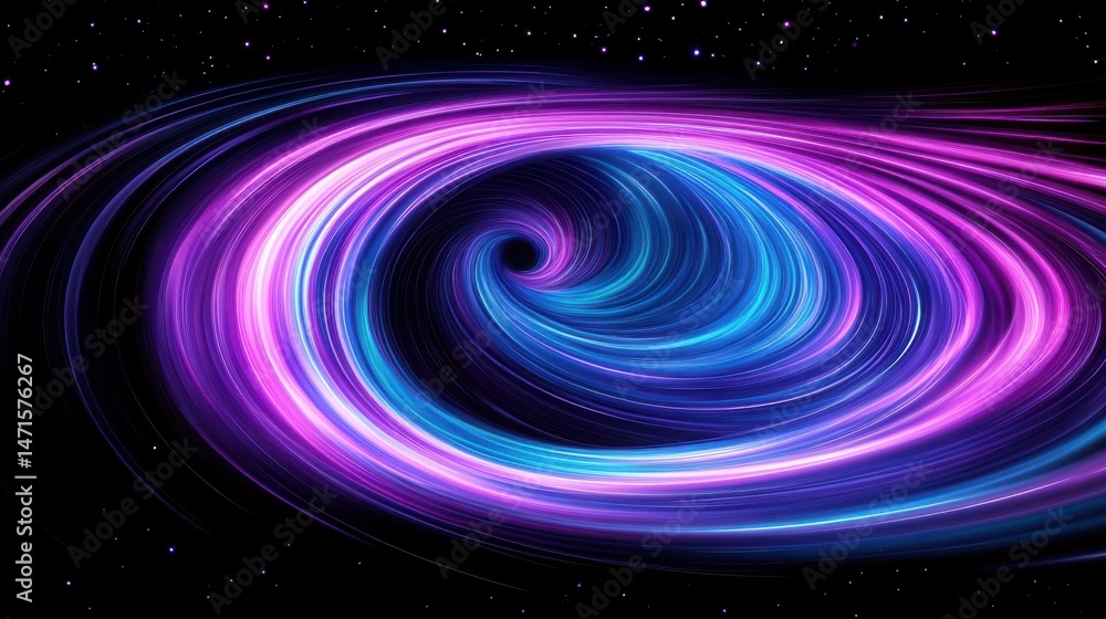 Obraz premium Abstract Cosmic Swirl with Purple and Blue Nebula in Dark Space