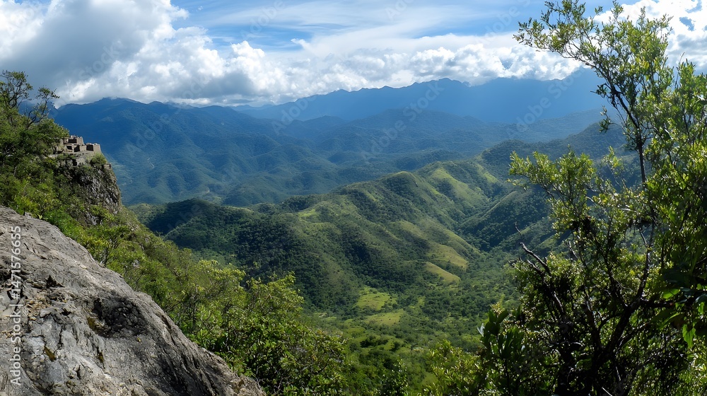 A panoramic view from a viewpoint above Machu Picchu A panoramic view from a viewpoint above Machu Picchu
