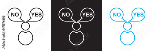 People opinion yes no icon. Vector for websites, mobile interfaces, presentations, banner, visual branding etc. Vector illustration. isolated on white and black background. EPS 10