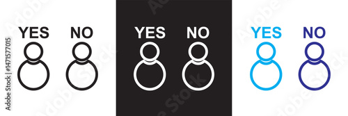 People opinion yes no icon. Vector for websites, mobile interfaces, presentations, banner, visual branding etc. Vector illustration. isolated on white and black background. EPS 10