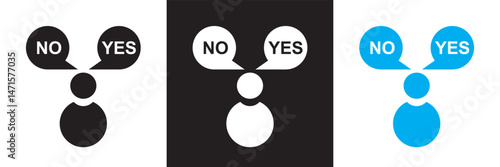 People opinion yes no icon. Vector for websites, mobile interfaces, presentations, banner, visual branding etc. Vector illustration. isolated on white and black background. EPS 10