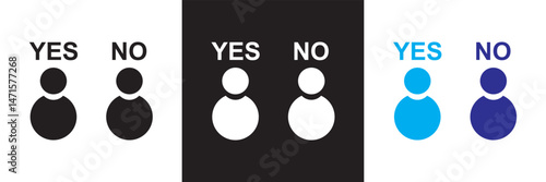 People opinion yes no icon. Vector for websites, mobile interfaces, presentations, banner, visual branding etc. Vector illustration. isolated on white and black background. EPS 10