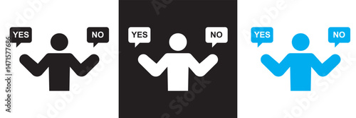 People opinion yes no icon. Vector for websites, mobile interfaces, presentations, banner, visual branding etc. Vector illustration. isolated on white and black background. EPS 10