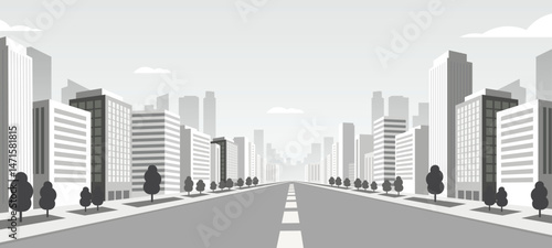 Grey Urban Cityscape Skyline Panorama