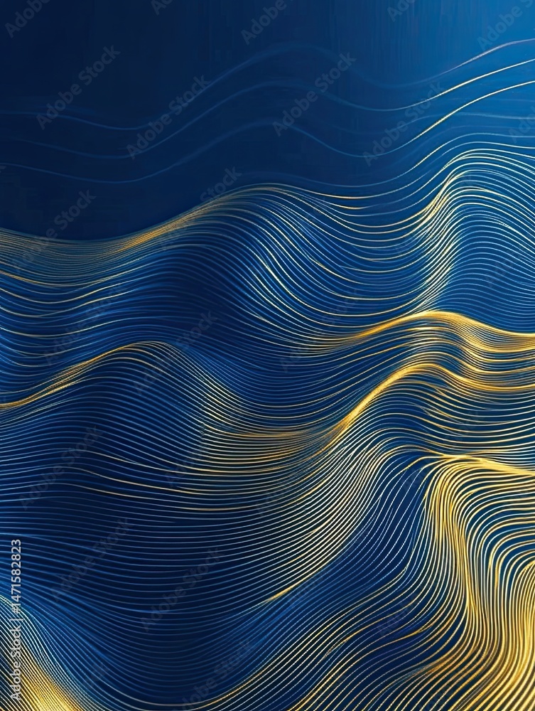Naklejka premium Blue abstract technology data wavy lines