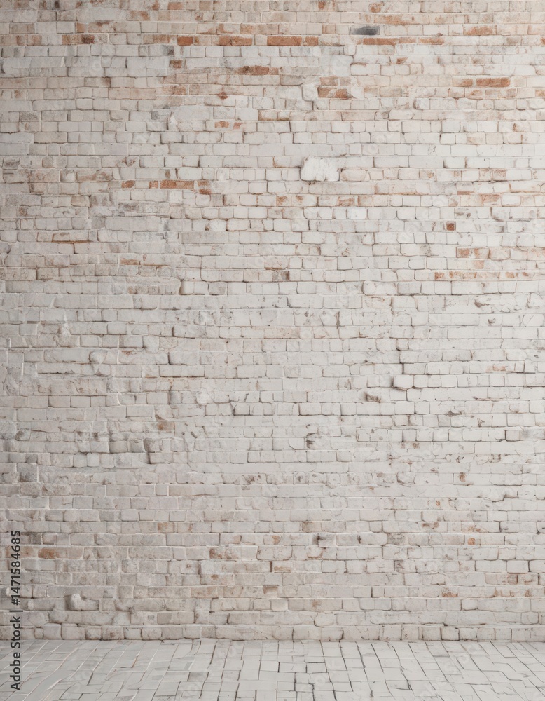 Fototapeta premium Clean whitewashed brick wall texture Ideal backdrop , rough, seamless, light