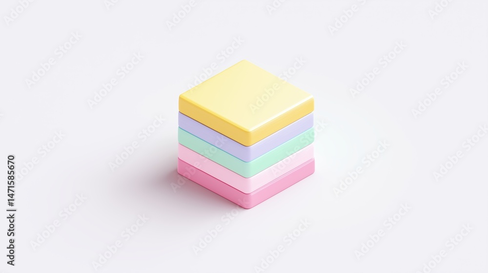 Colorful Stacked Pastel Squares on White Background Colorful Stacked Pastel Squares on White Background