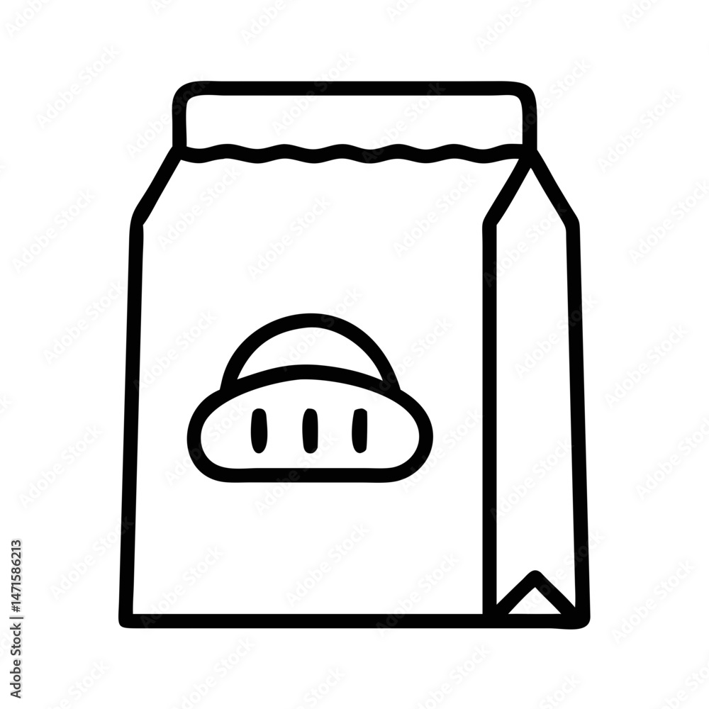 Paper bag with bakery logo in minimalistic style Paper bag with bakery logo in minimalistic style