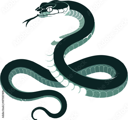 illustration of black snake isolated on white background.generative ai.