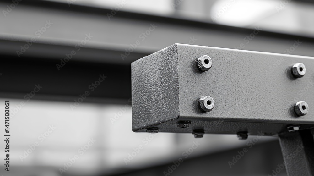 Obraz premium Close-up view of a metallic structural support component.