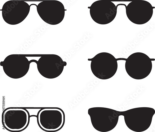 Collection of Stylish Sunglasses in Different Silhouettes and Designs. vector illustration on a white background