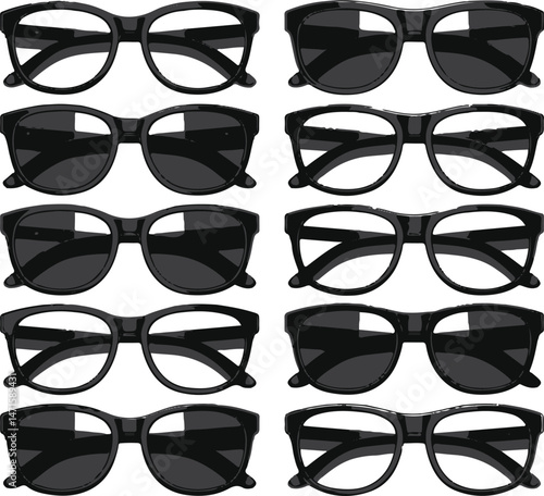 Sunglass silhouette icon set vector on white background