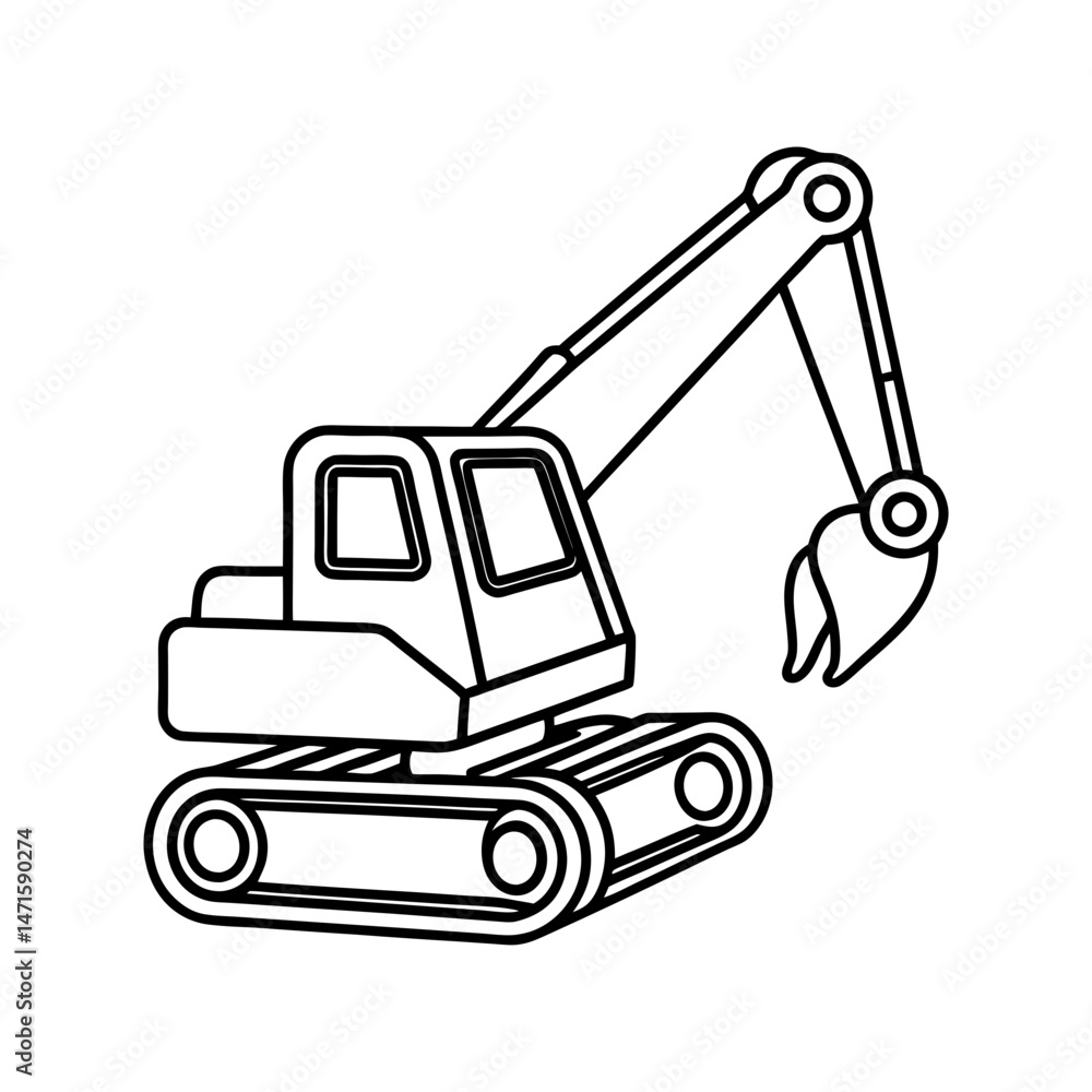 Naklejka premium a simple excavator line art vector silhouette