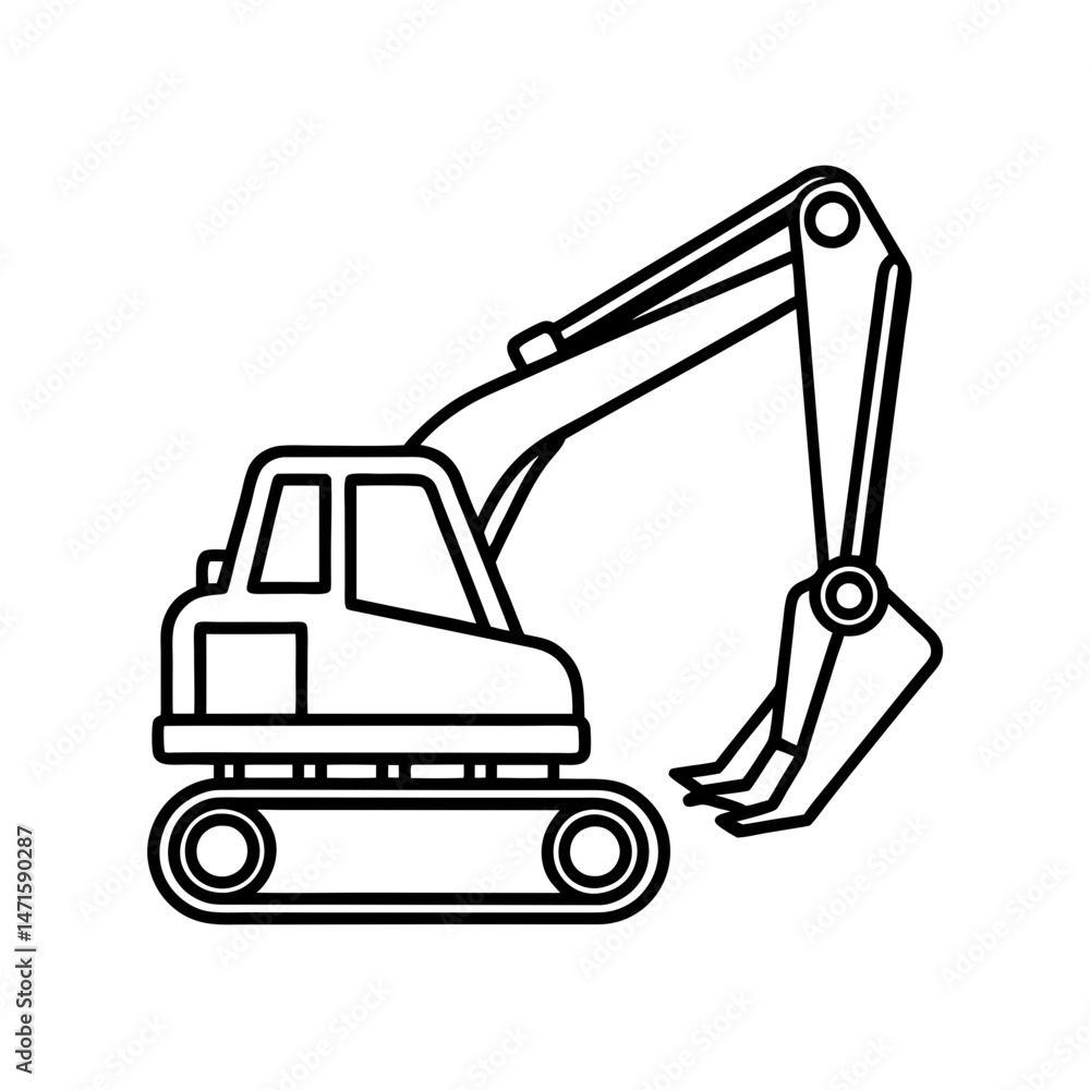 a simple excavator line art vector silhouette a simple excavator line art vector silhouette