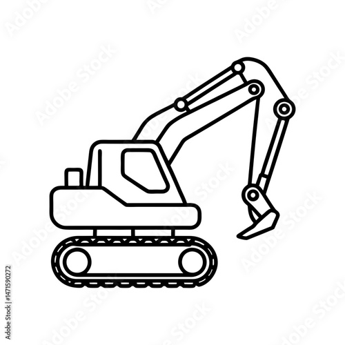 a simple excavator line art vector silhouette