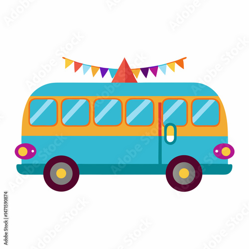 Simple Party Bus Vector on White Background