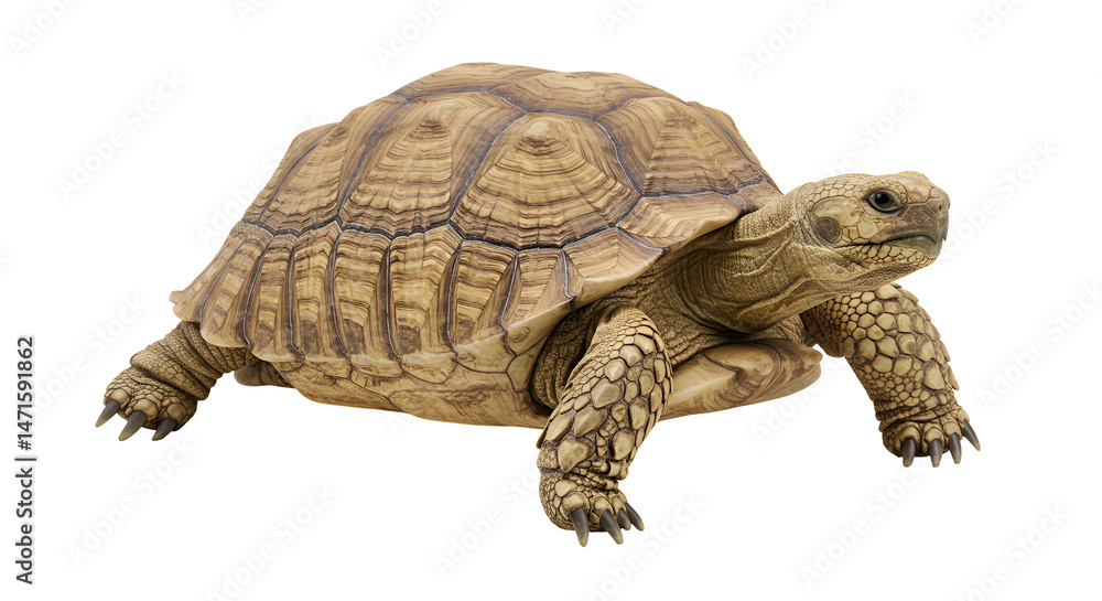 Obraz premium Sulcata Tortoise Walking on Dry Ground