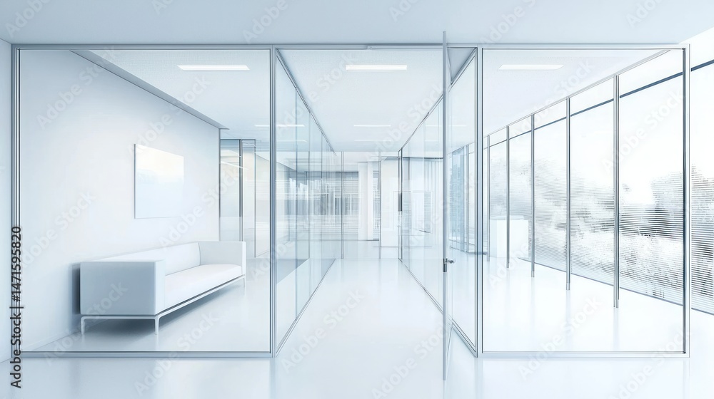 Obraz premium Glass partition interiors isolated on white background