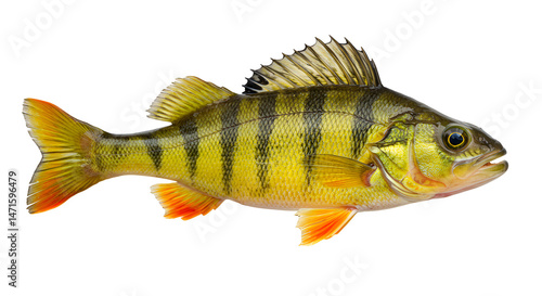 Yellow Perch Swimming Near Lake Bottom