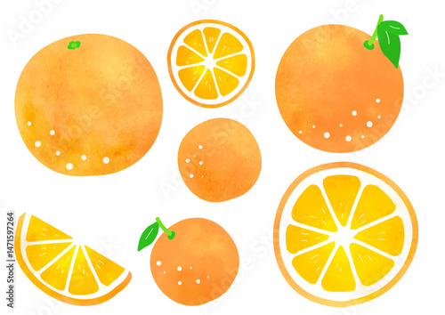 シンプルでかわいいオレンジのベクターイラストセット