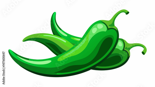 Fresh green pepper, a healthy vegetable and organic food ingredient, is shown in a vector illustration as an isolated natural icon
