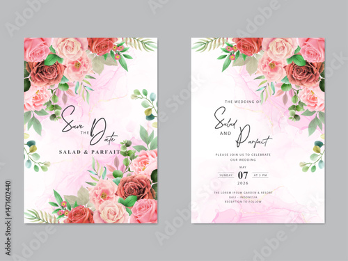 floral hand drawn wedding invitations template