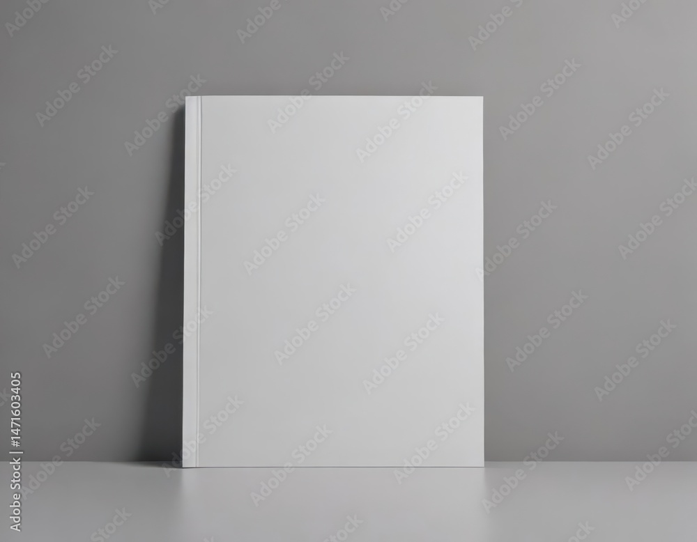 Grey backdrop features a clean, blank magazine cover ready for design , template, illustration Grey backdrop features a clean, blank magazine cover ready for design , template, illustration