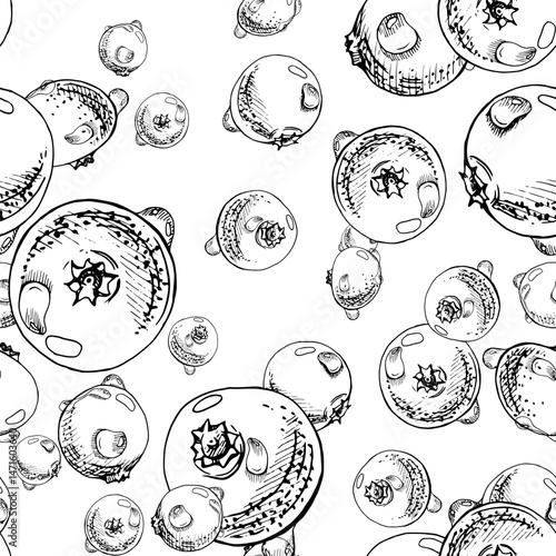 Lingonberry cranberry vector hand drawn in ink, scattered ripe forest berry group, dew drops, bearberry teaberry. Seamless pattern isolated illustration. Textile, scrapbooking, farmers market menu