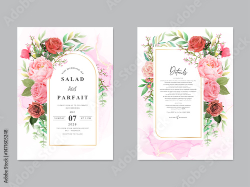 floral hand drawn wedding invitations template