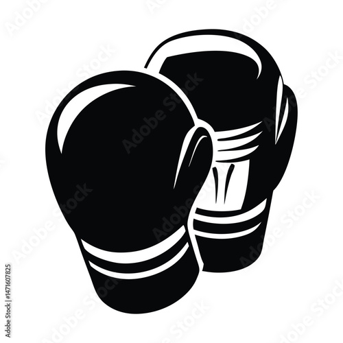 Hanging boxing gloves silhouette icon. Clipart image isolated on white background 