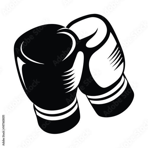 Hanging boxing gloves silhouette icon. Clipart image isolated on white background 