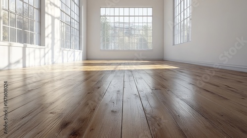 Wallpaper Mural Empty sunlit room with polished wooden floor. Torontodigital.ca