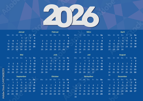 horizontal german calendar 2026 a3 format blue wall calendar template for germany