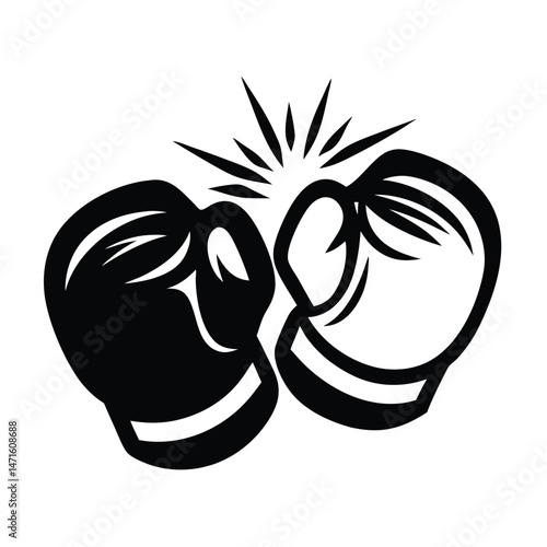 Hanging boxing gloves silhouette icon. Clipart image isolated on white background 