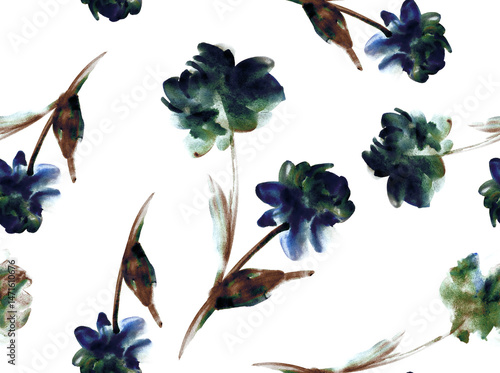 Watercolor flowers pattern. Seamless hand draw floral pattern.