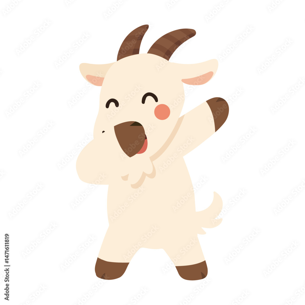 Naklejka premium Cute dabbing goat cool cartoon